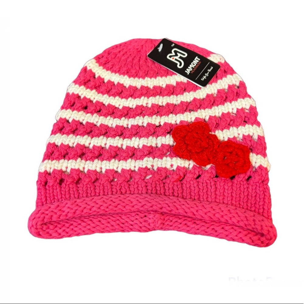 Jamont | Crochet Knit Floral Beanie Hat